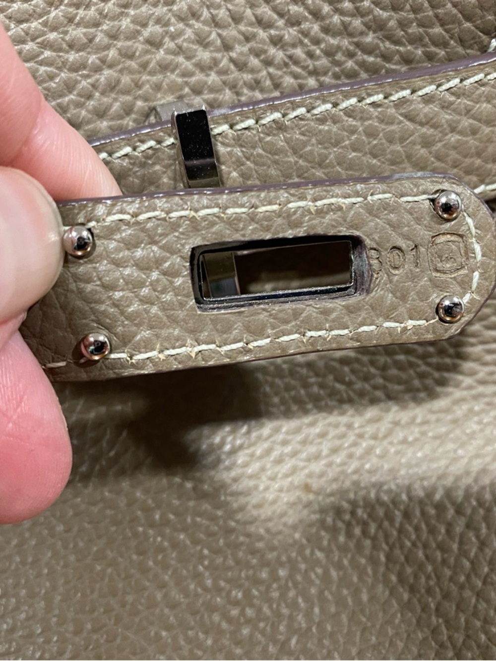Taupe Leather Top-Handle Satchel - Picture 3 of 15
